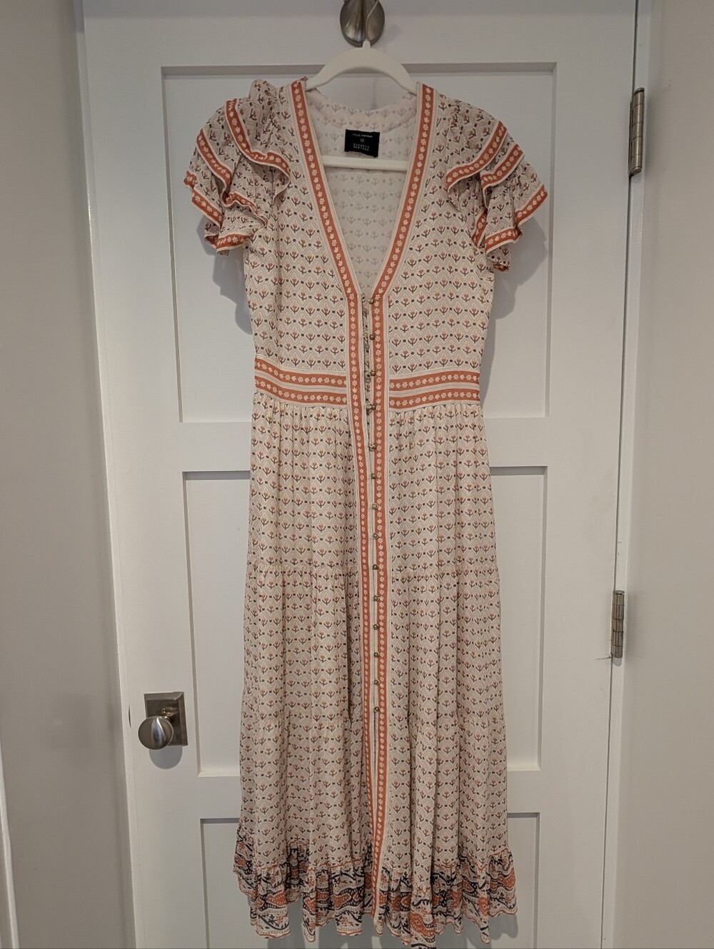 Ulla Johnson Ambra Floral Silk Ruffled Flutter Sleeve Maxi Dress Size 4